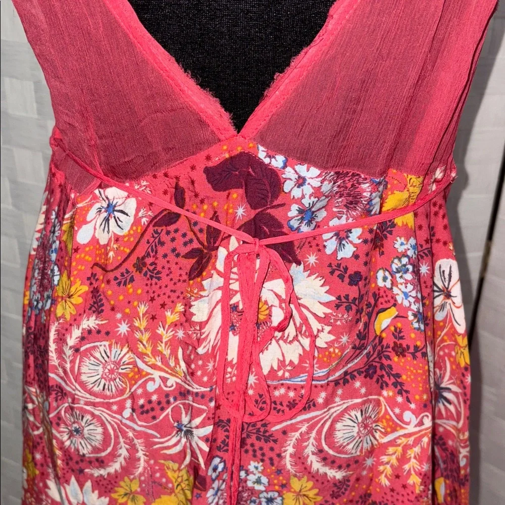 Like New- Free People Floral Sheer Mini Dress, size medium- final sale price - Picture 5 of 15